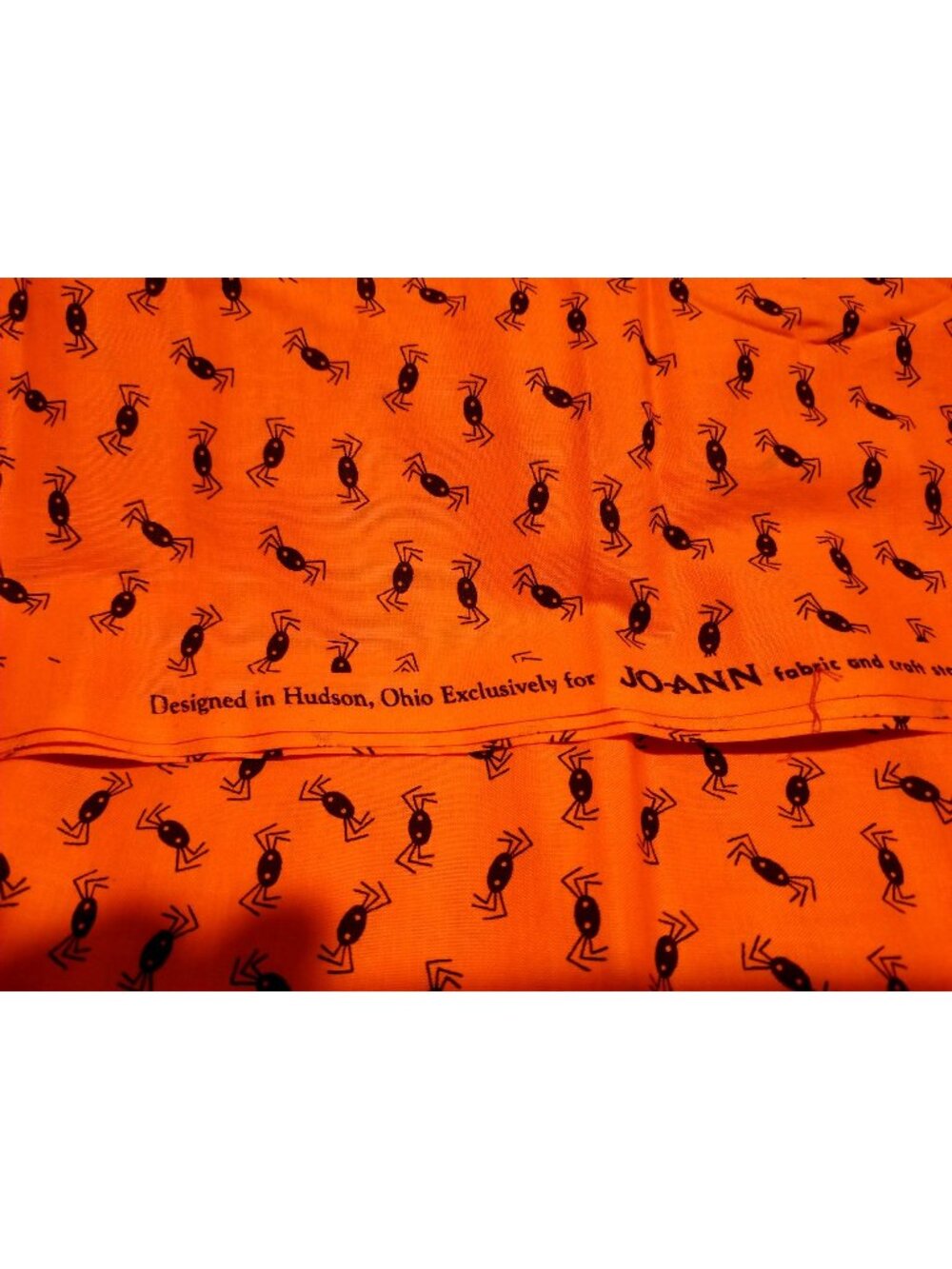 Material  Orange Fabric Spiders   44" x 38"   Cotton Craft Clothing fabric Joann